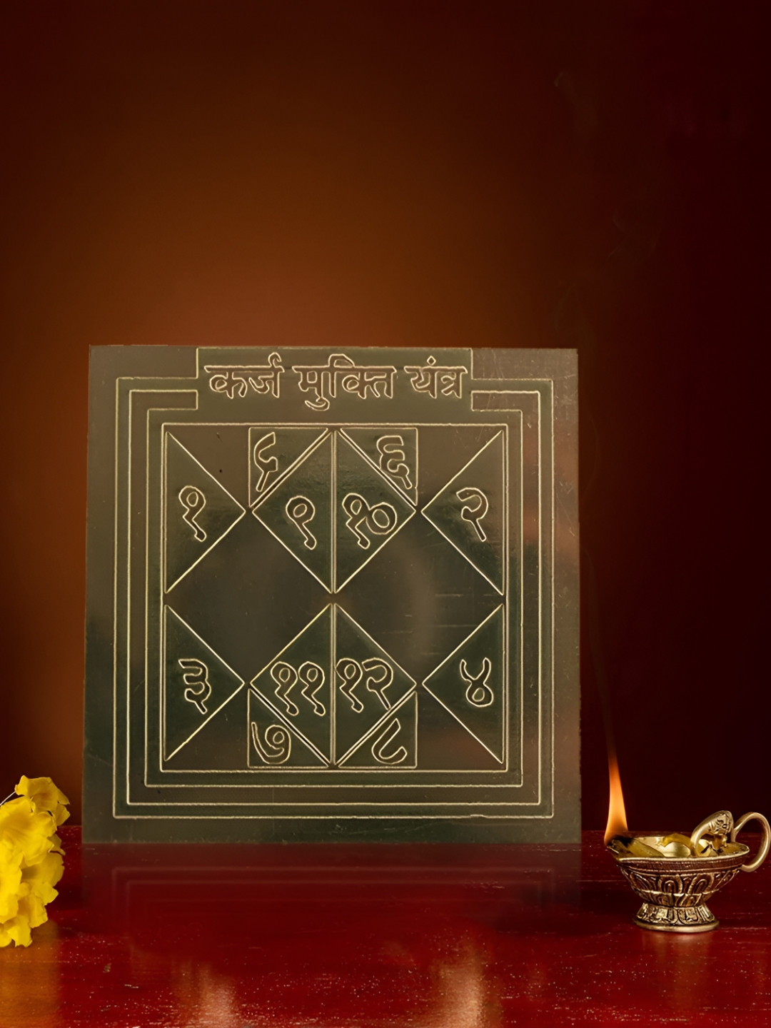 Om ssvmb9 Brown Textured Pure Copper Om Siddhi Vinayak Karz Mukti Yantras