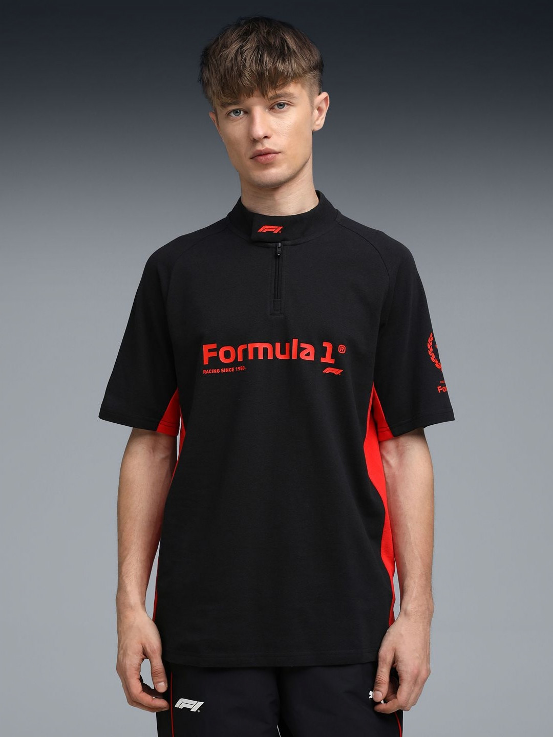 PUMA Motorsport Men Typography Printed High Neck Cotton T-shirt