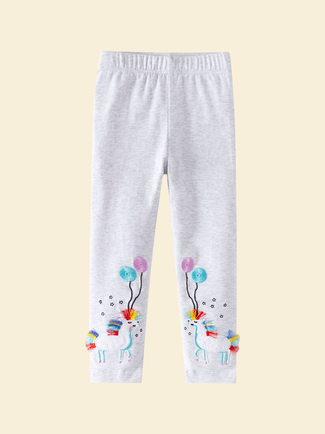 INCLUD Girls Unicorn Embroidered Slim-Fit Cotton Ankle Length Leggings