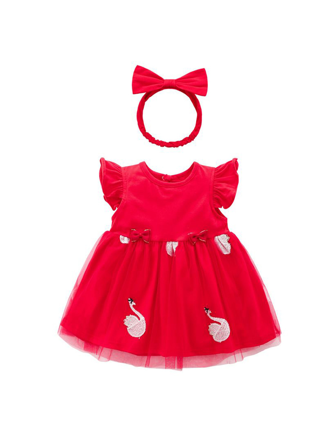 StyleCast x Revolte Girls Flared Sleeve Applique Net A-Line Midi Dress