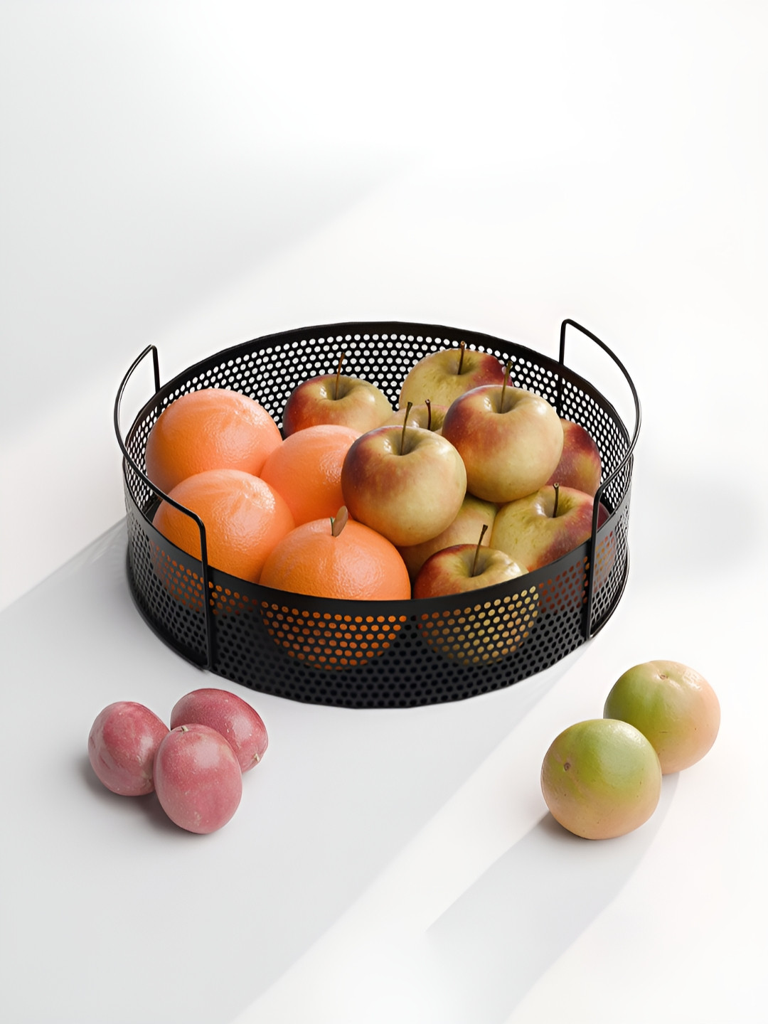 RUBOXA Black Metal Round Kitchen Fruit Basket Stand Multi-Utility Organisers