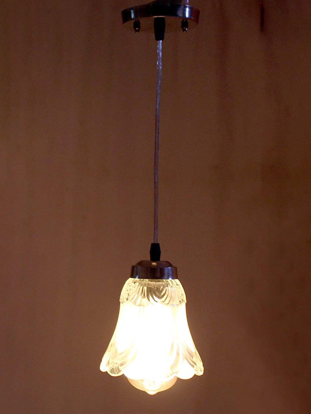 KINIS Modern and Unique Style Transparent & Silver-Toned Glass Ceiling Lamp