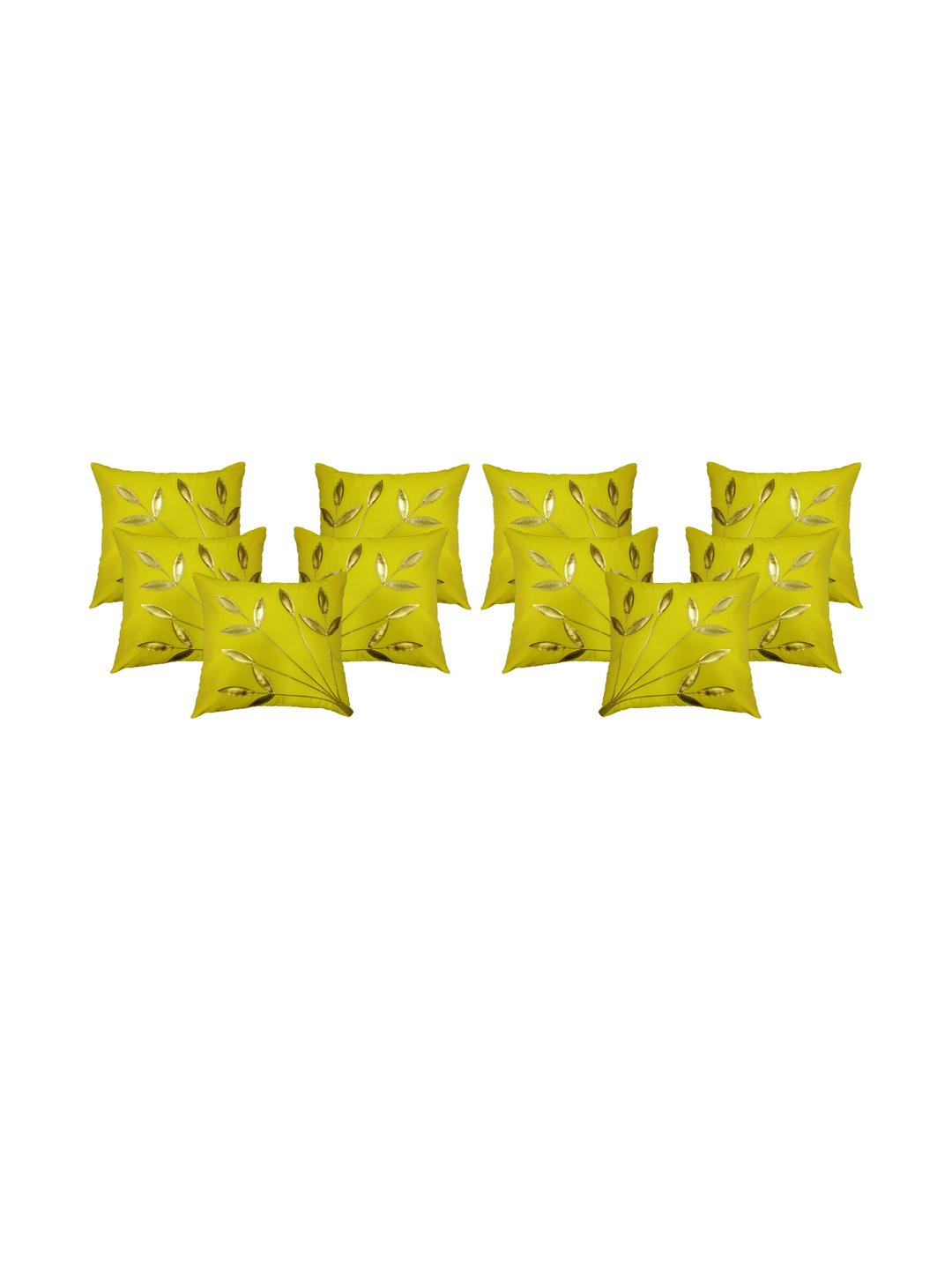 India Furnish Yellow Floral Silk Square Cushion Cover