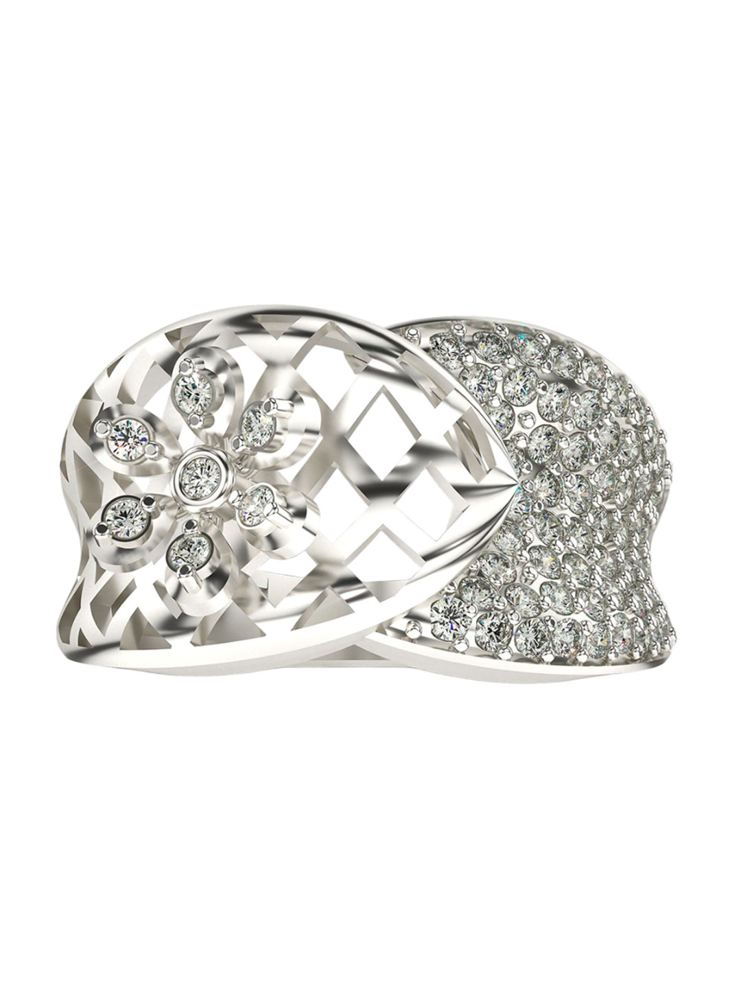 VALANOVA Sterling Silver White Gold Plated 0.63 Ct Lab Grown Diamond Ring