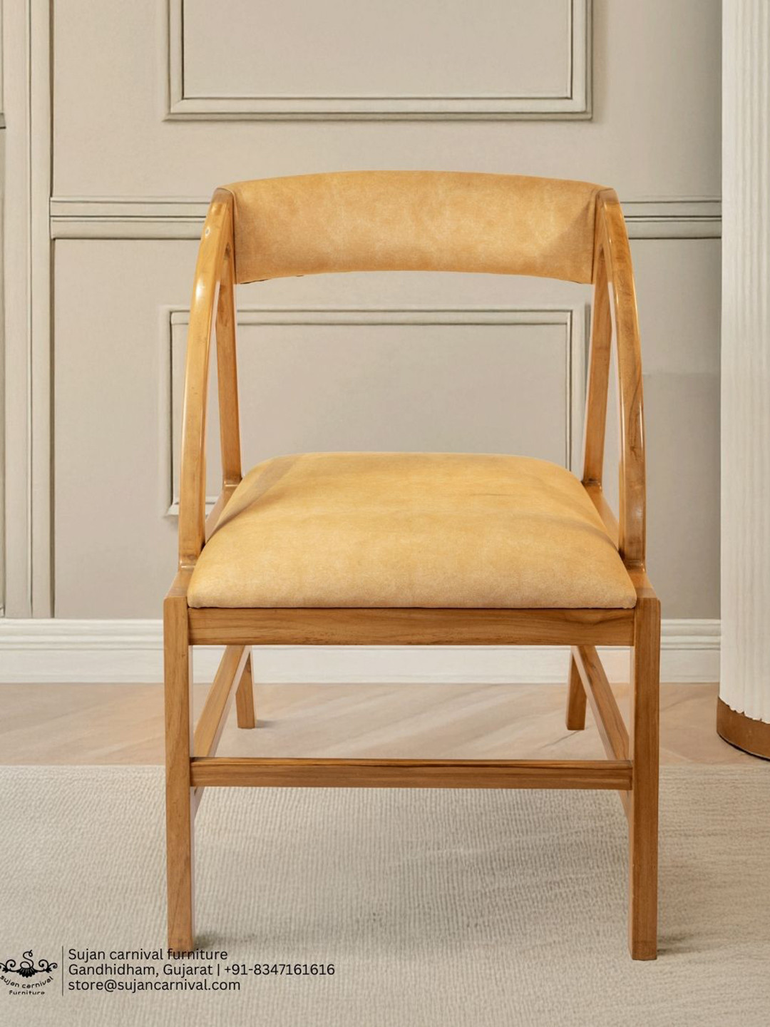 Sujan Carnival Funiture Brown & Beige Wooden Chair With Seat