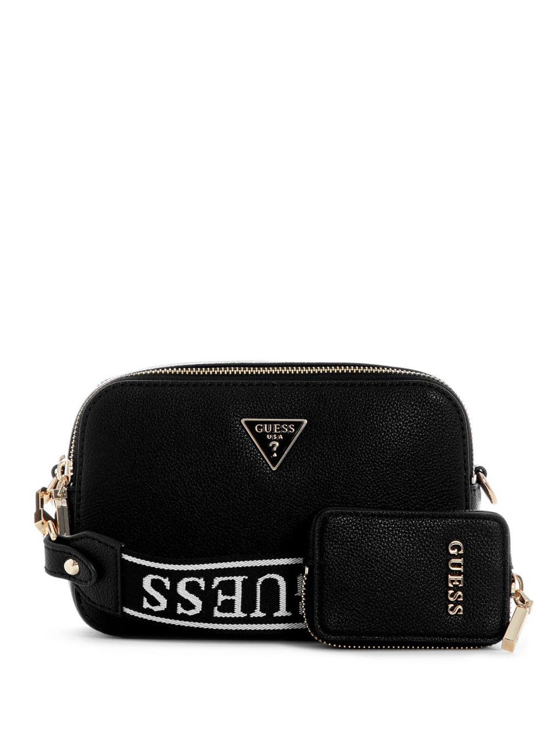 GUESS Women Latona Camera Solid Crossbody Sling Bag with Pouch