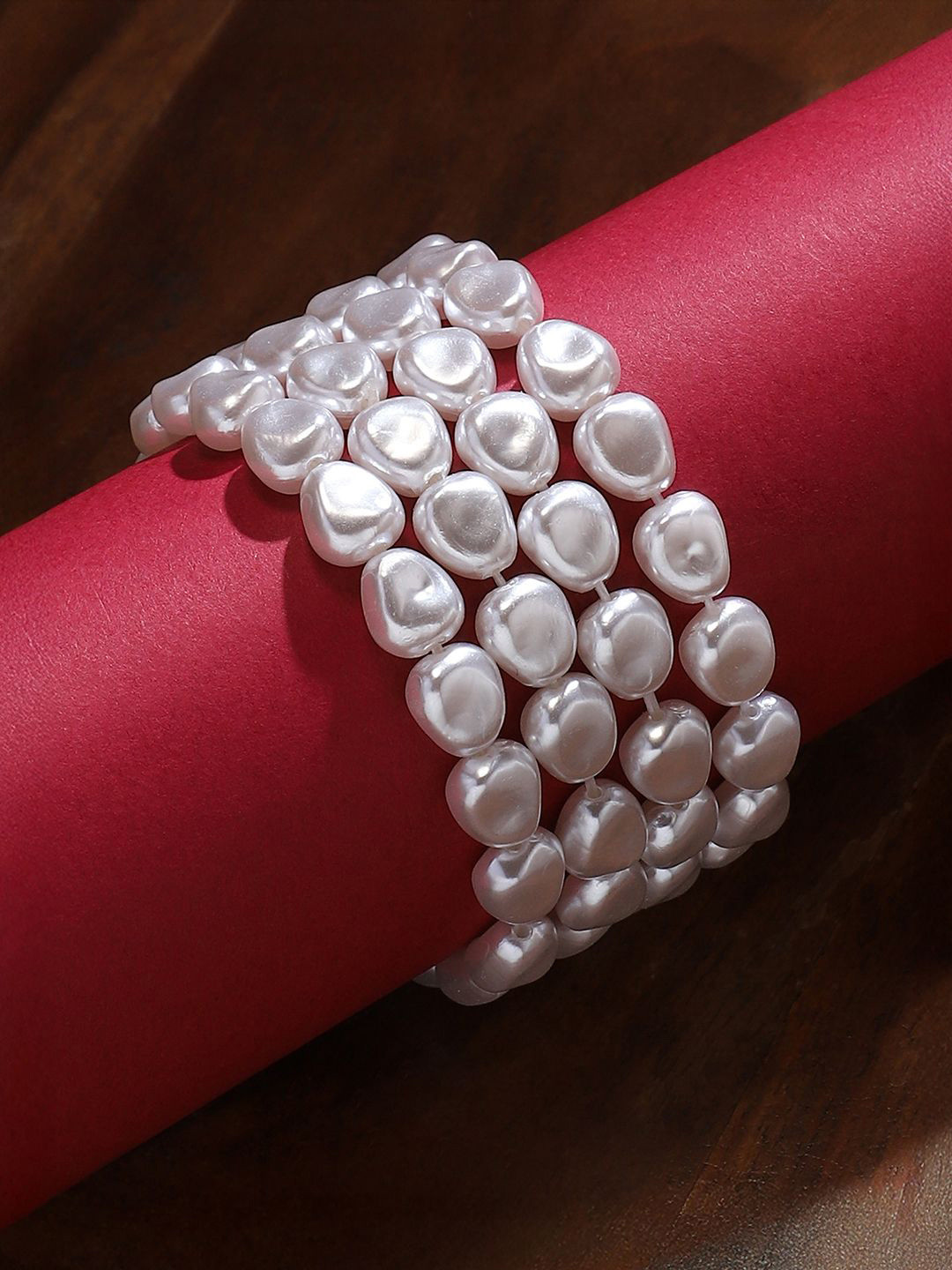 SOHI Women Pearls Beaded Multi-Layer  Bracelet