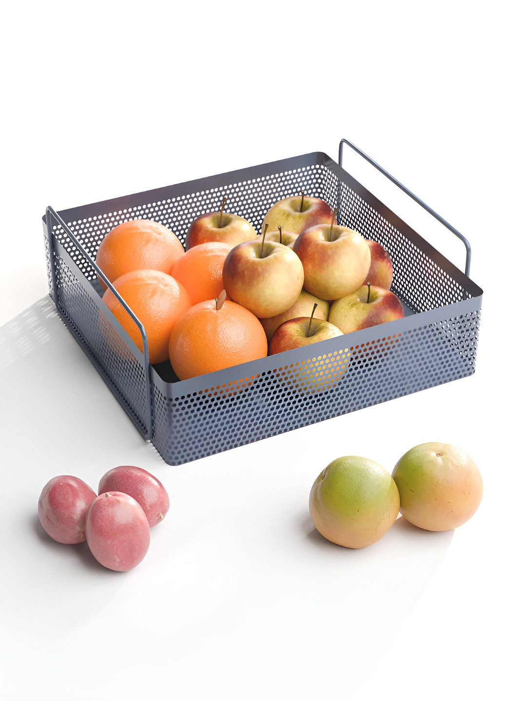 RUBOXA Grey Metal Square Kitchen Rack Stand Multi-Utility Organisers Fruit Basket