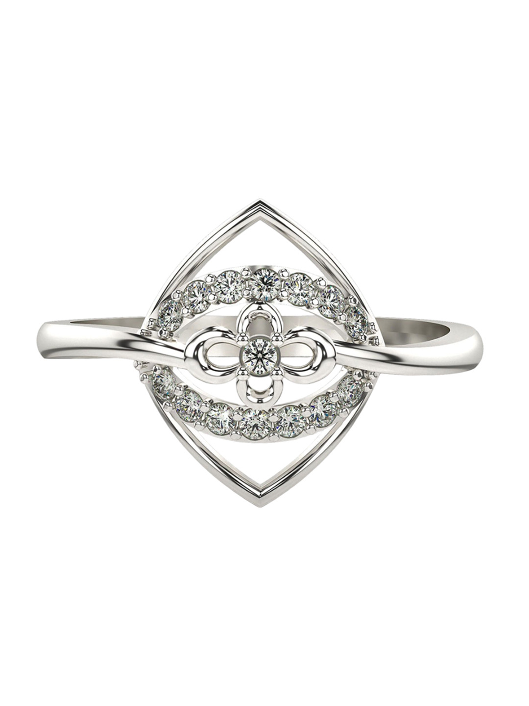 VALANOVA White Gold Plated Sterling Silver Certified 0.18 Ct Lab Grown Diamond Ring