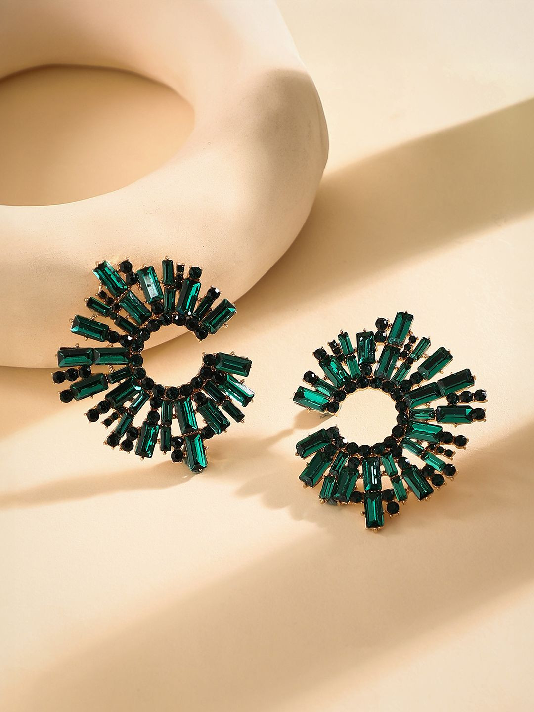 SOHI The Lustre Beam Gold-Plated Contemporary Drop Earrings