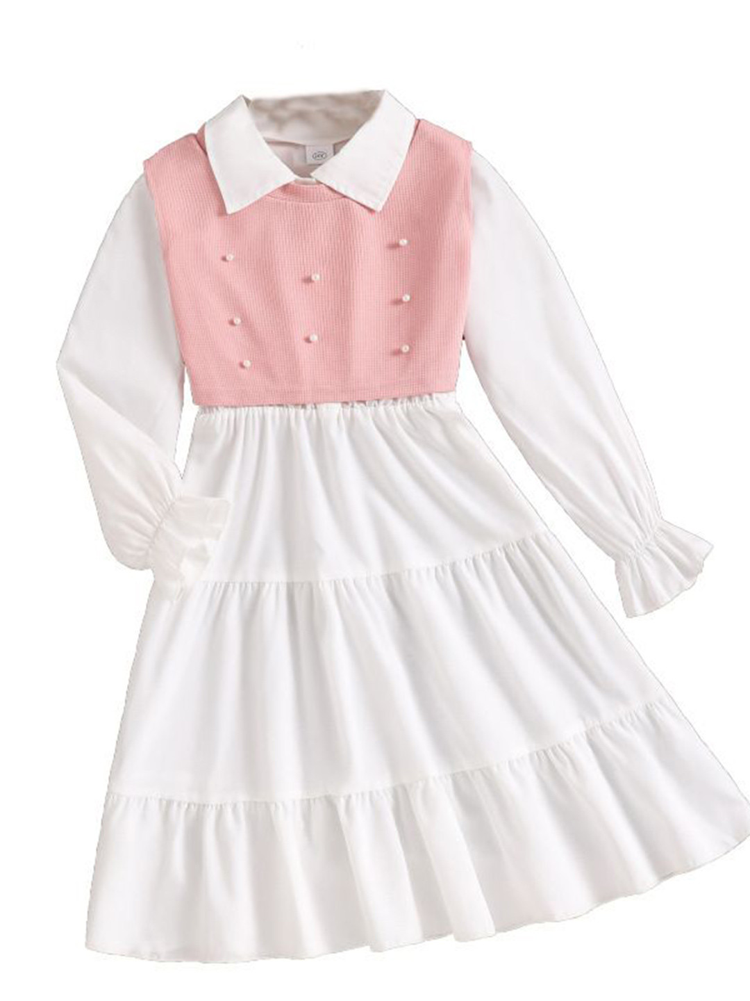 StyleCast x Revolte Girls Bell Sleeve Tiered Shirt Maxi Dress with Sweater