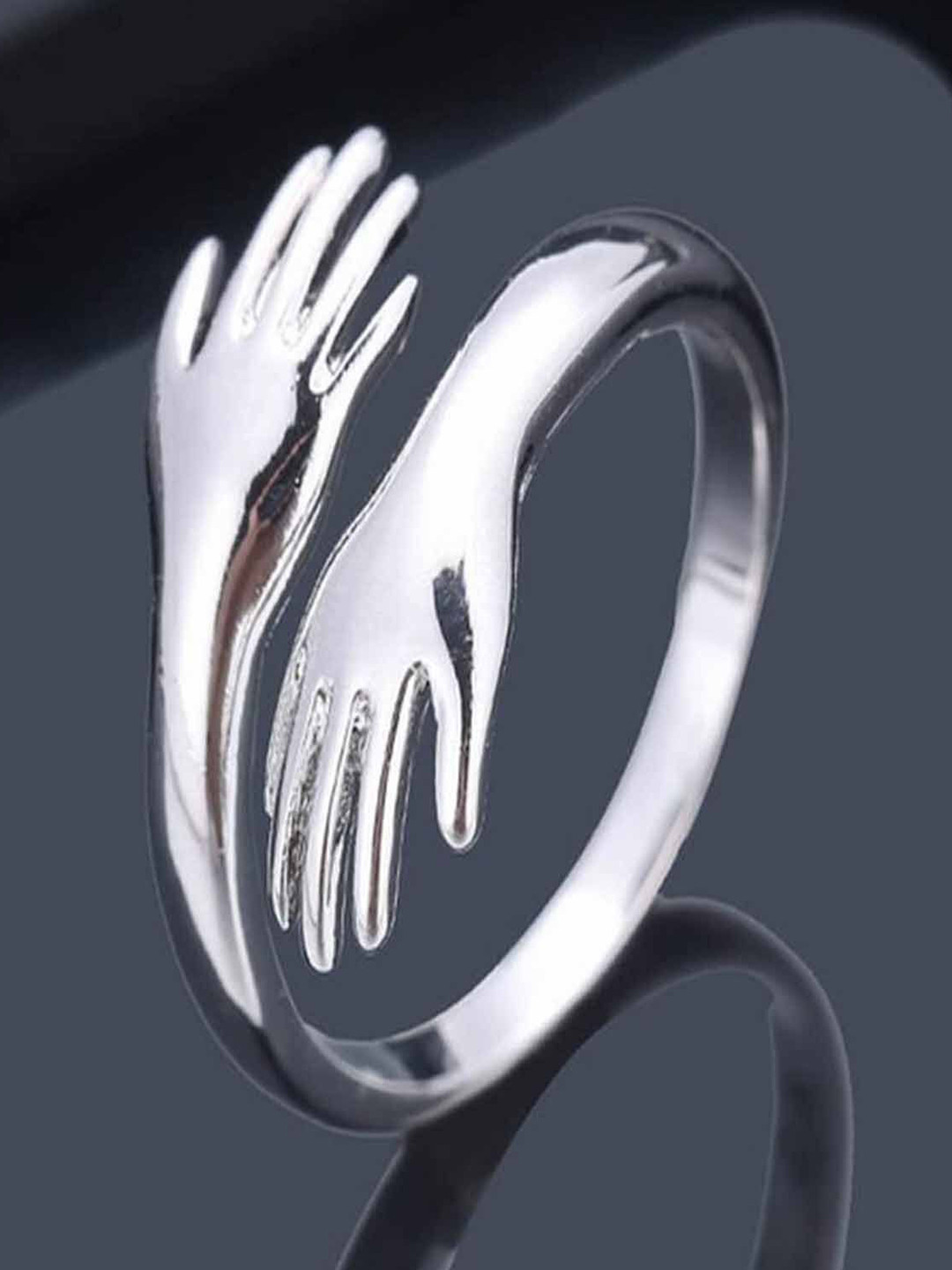 Ringzinnie Stainless Steel Hug Shaped Adjustable Finger Ring