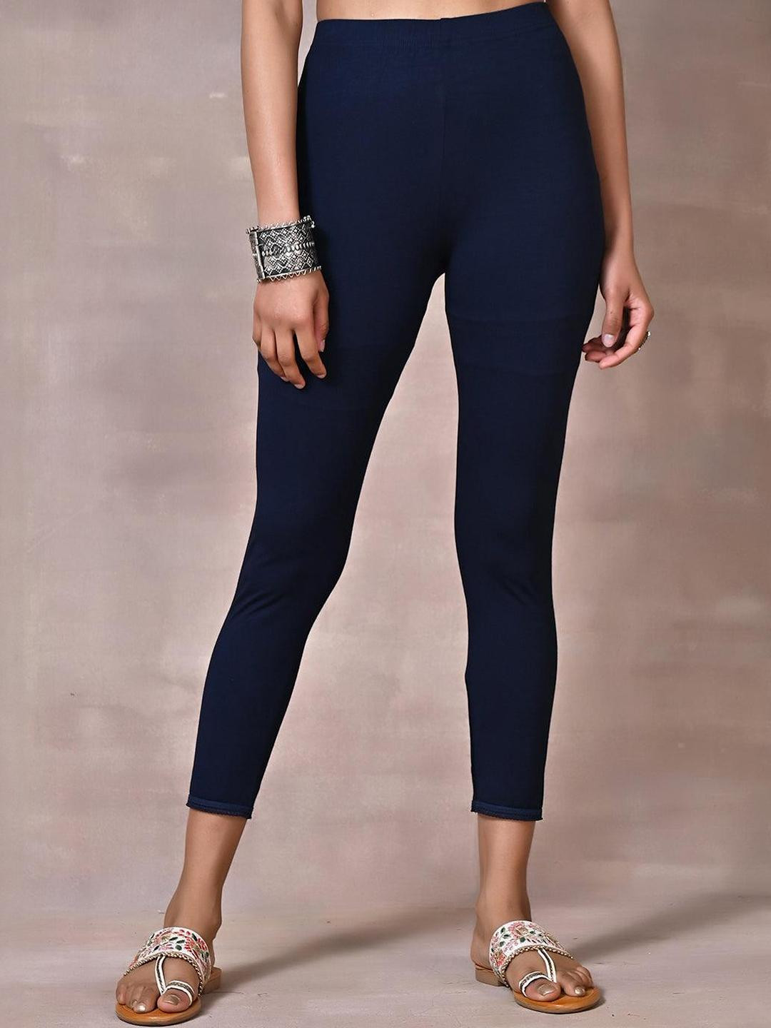 Lakshita Women Navy Blue Viscose Lycra Leggings