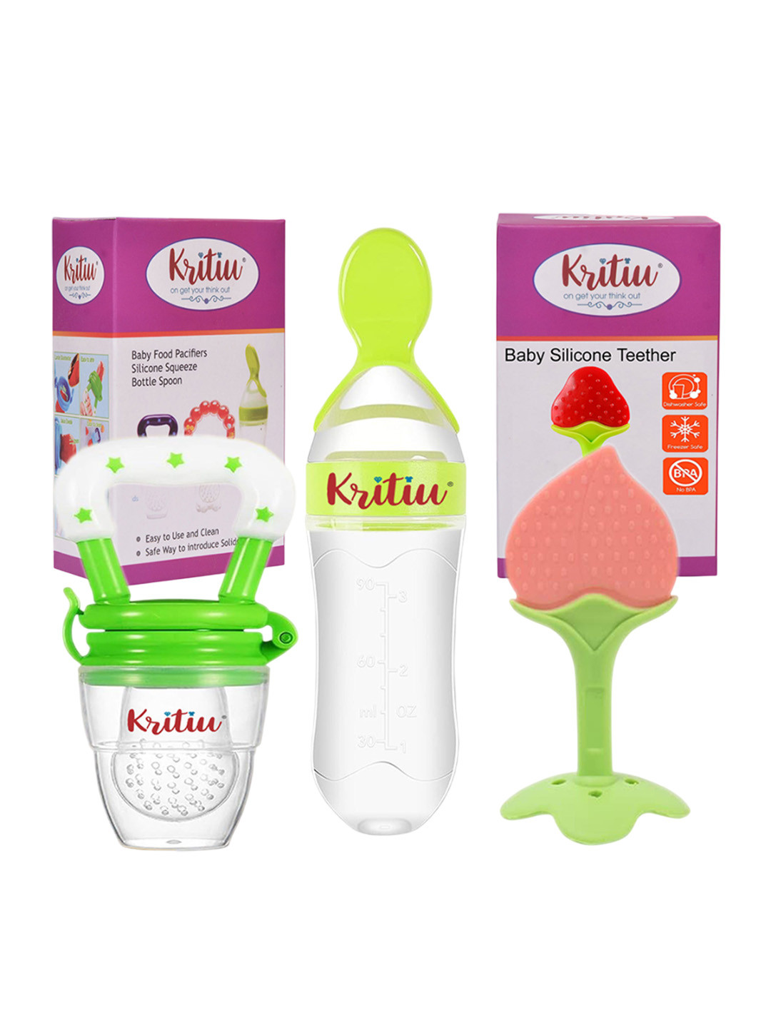 Kritiu Pack Of 3 Food & Fruit Feeder & Stand Teether