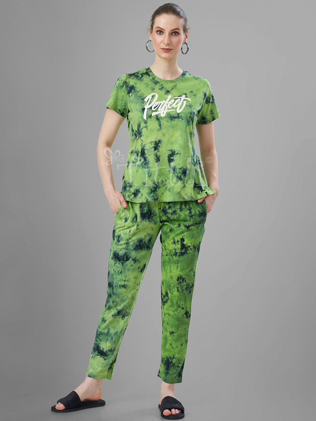 TITTLI Women Tie and Dye Round Neck Night suit