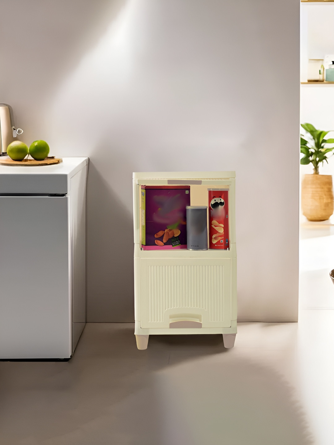 RUBOXA Cream-Coloured & Beige 2 Units Folding Cabinet Storage Organiser