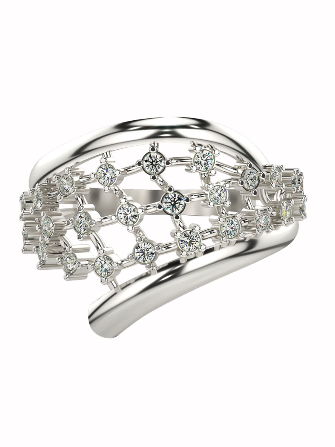 VALANOVA Sterling Silver White Gold Plated 0.10 Ct Lab Grown Diamond Ring