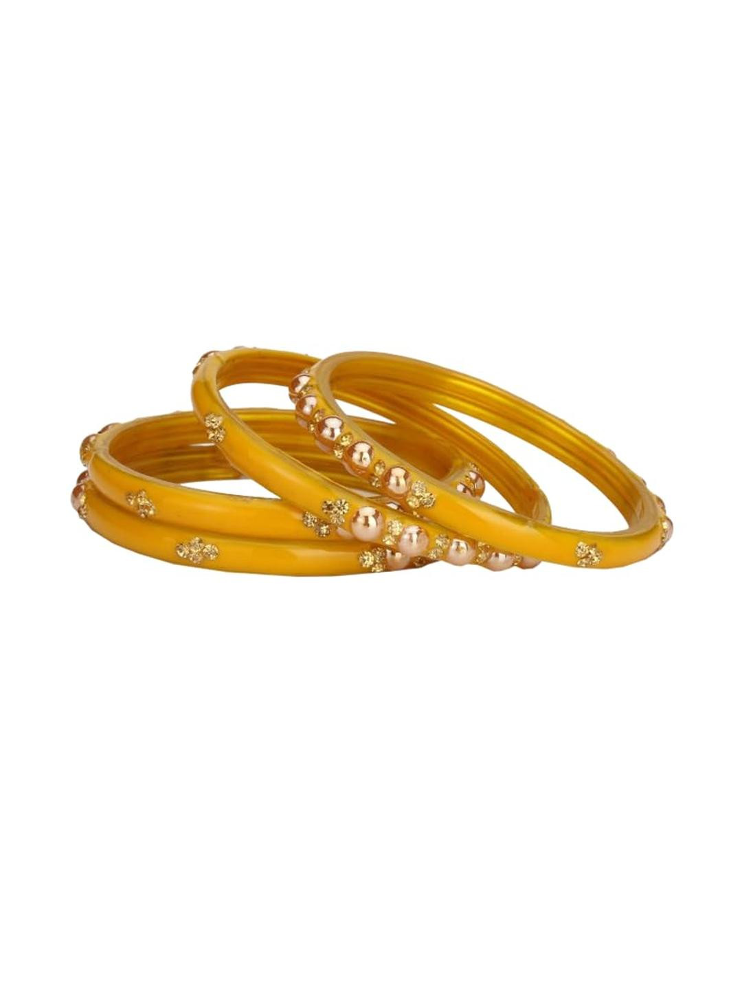 1ST TIME Set of 4 Artificial Stone Studded Alloy Bangle