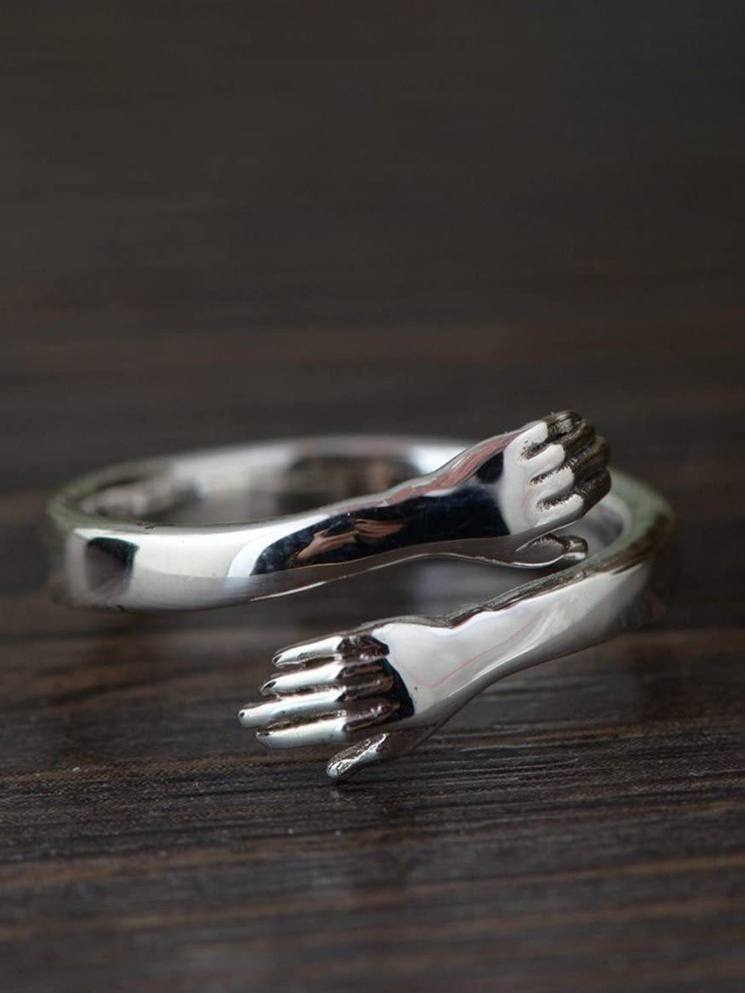 Ringzinnie Unisex Set of 2 Black & Silver Toned Rings