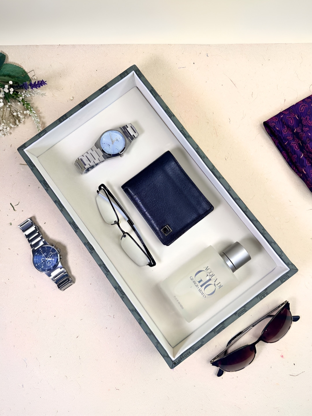 La Trove Olive Green Multi- Utility Plain Leather Jewellery Organiser Tray Closet Tray