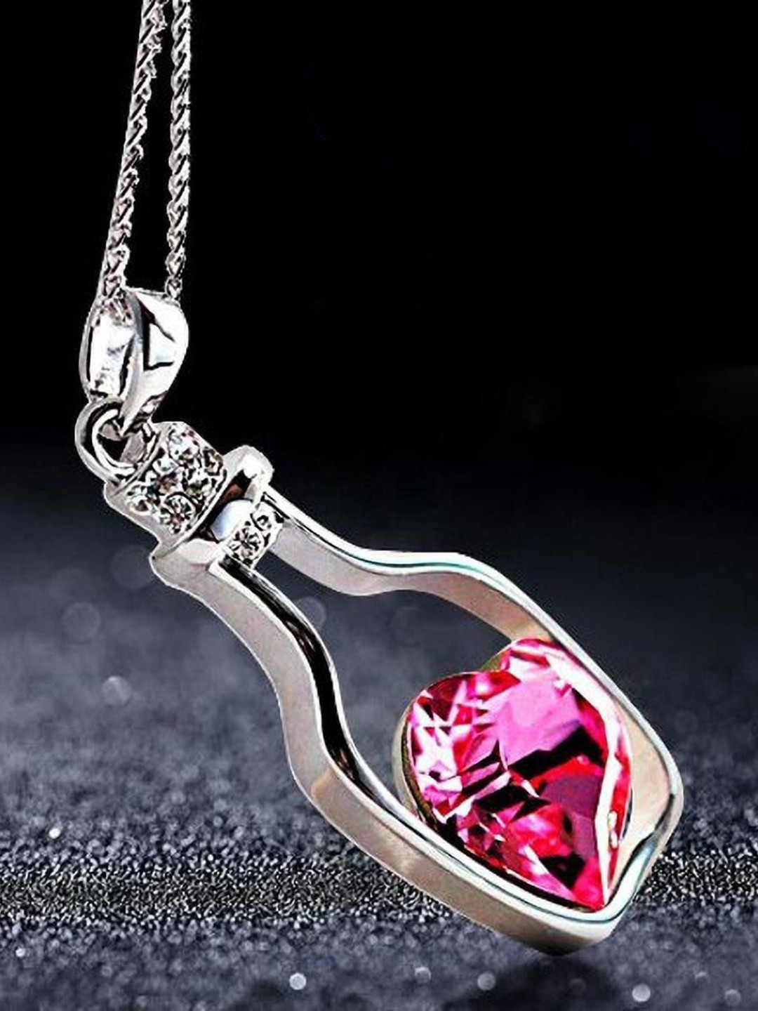 J.S ENTERPRISES Unisex Stainless Steel Stone Studded Contemporary Pendant With Chain