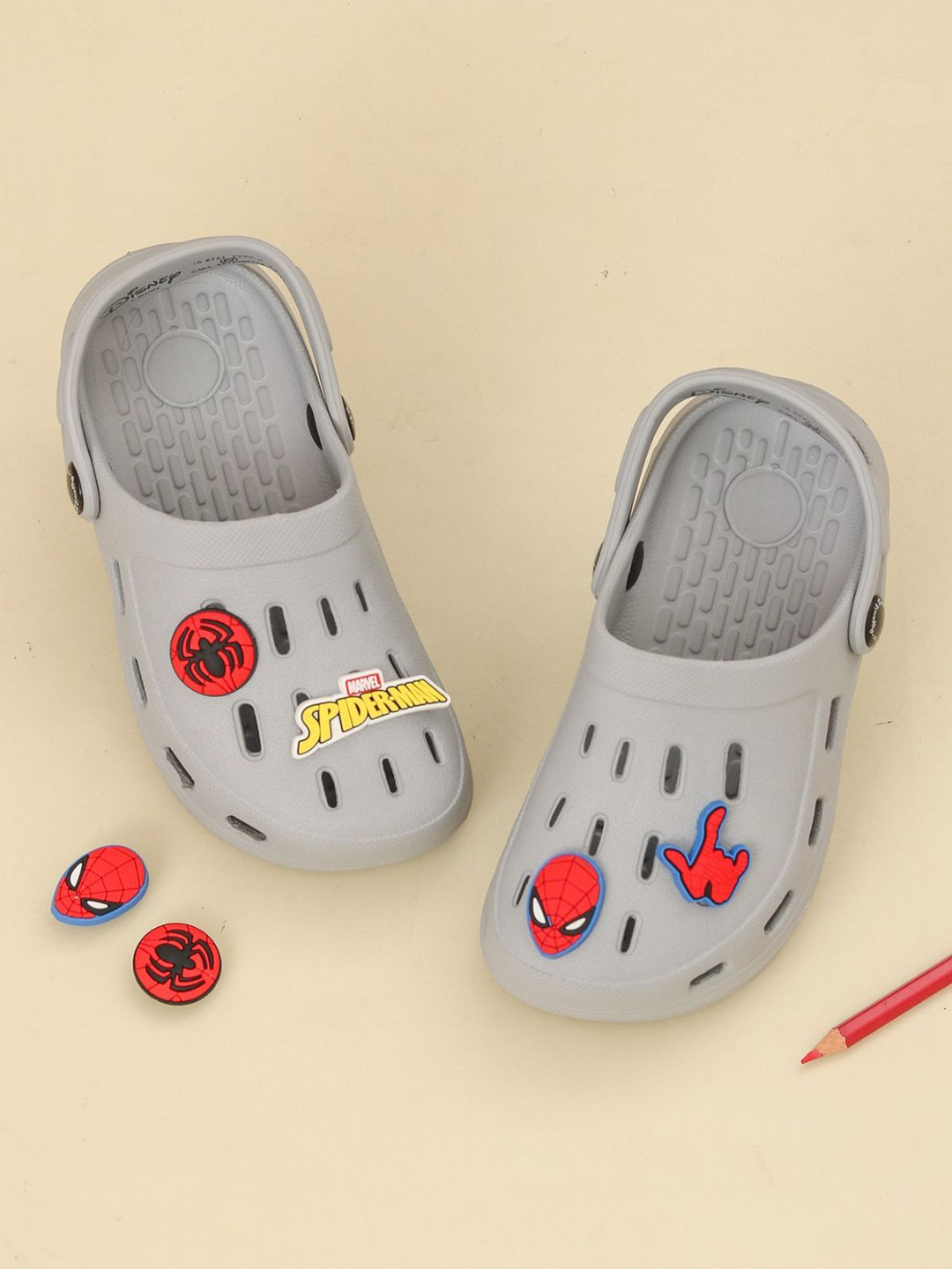 Disney By Yellow Bee Boys Self-Designed Spider-Man Clogs With 3D Face