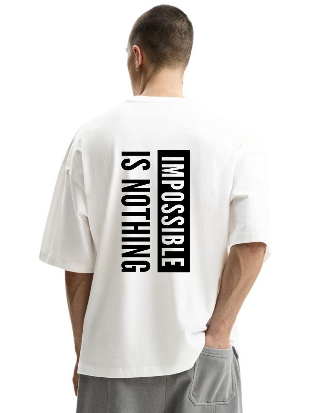 Fashnobic Men Typography Printed Round Neck Cotton Oversized T-shirt