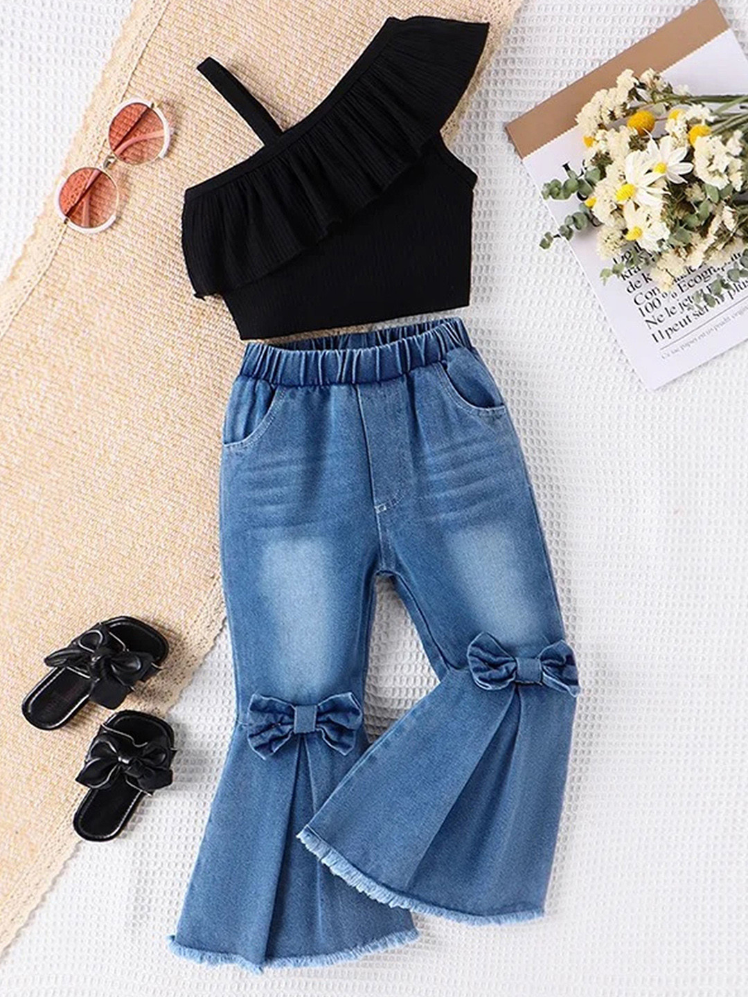 TrendyKid Girls Shourler Straps Top With Trousers