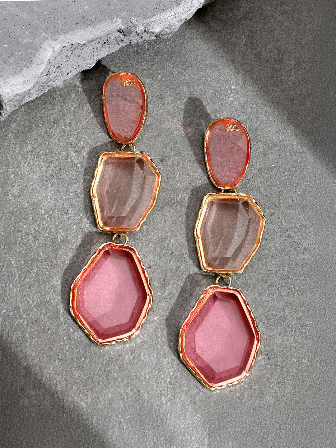 SOHI The Gilded Lumira Gold-Plated Contemporary Drop Earrings