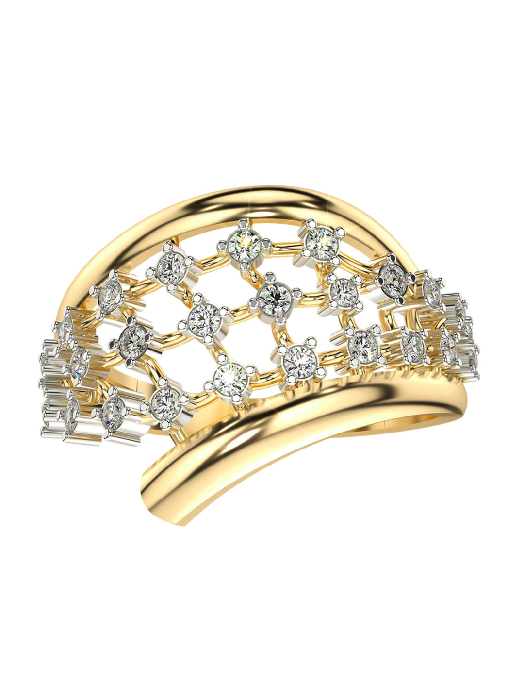 VALANOVA Sterling Silver Yellow Gold Plated 0.10 Ct Lab Grown Diamond Ring