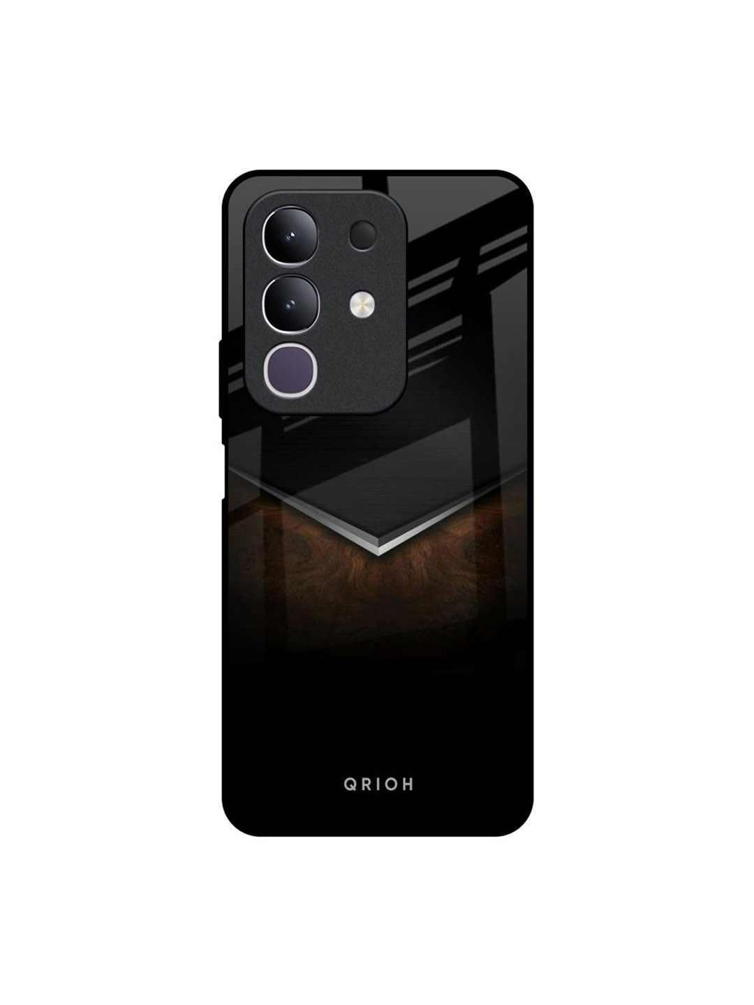 QRIOH Abstract Printed Vivo T4x 5G Dark Walnut Real Back Case Mobile Accessories