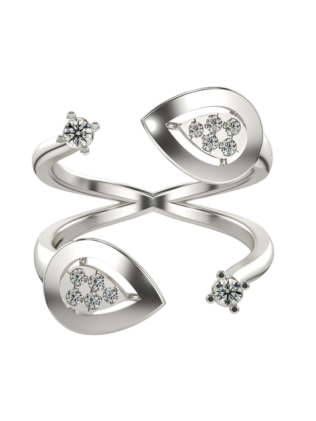 VALANOVA White Gold Plated Sterling Silver Certified 0.22 Ct Lab Grown Diamond Ring