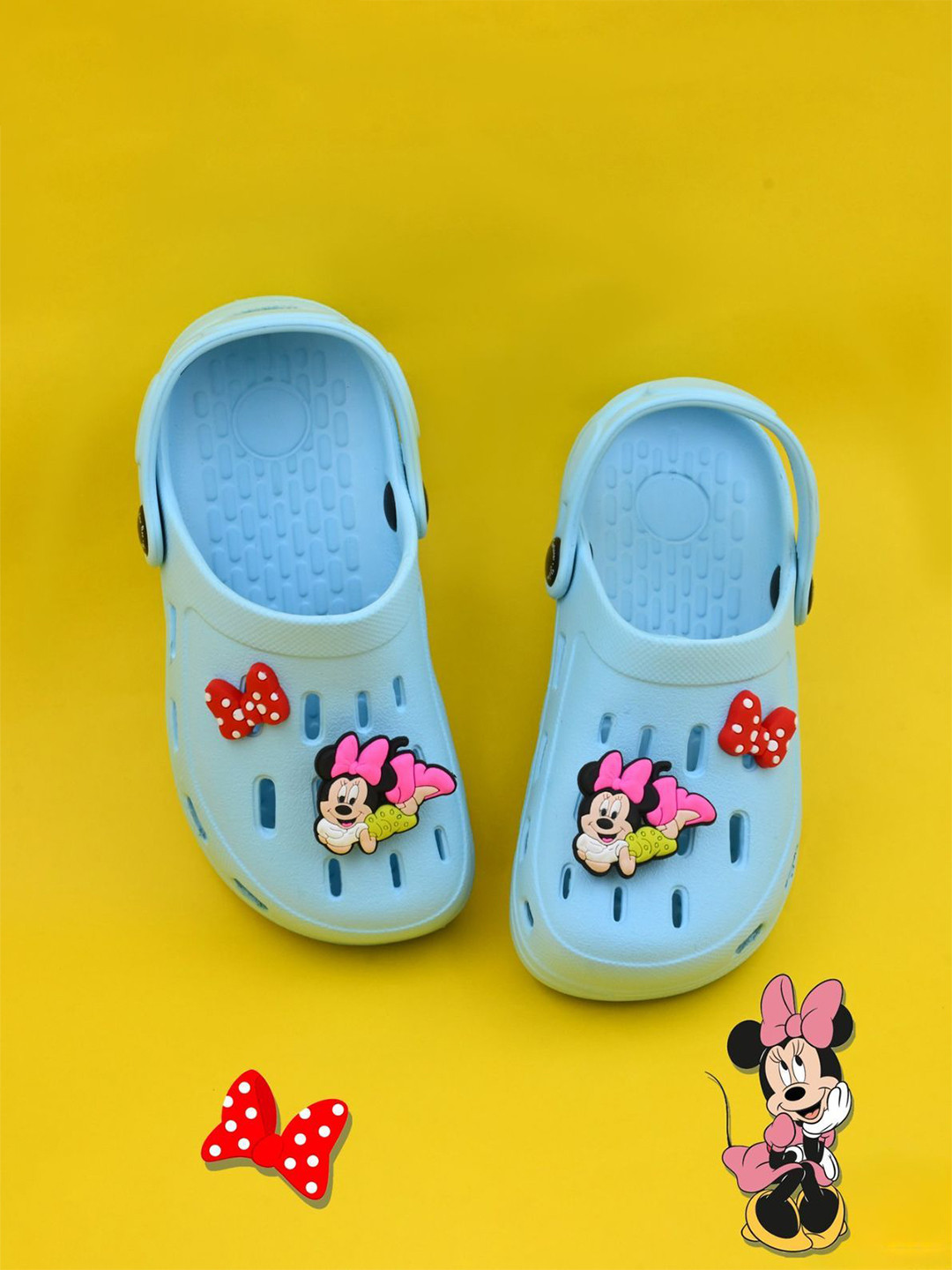 Disney By Yellow Bee Girls Minnie Mouse Rotating 3D Charm Clogs