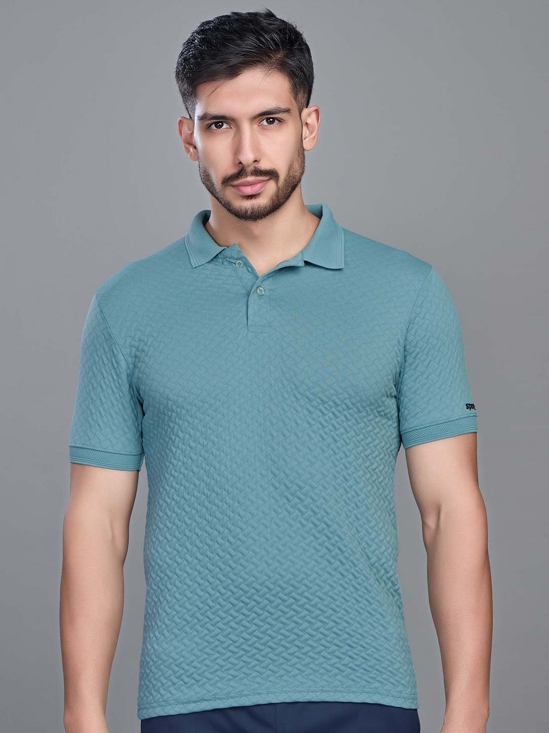 SPORT SUN Men Dri-FIT Self Design Polo Collar T-shirt