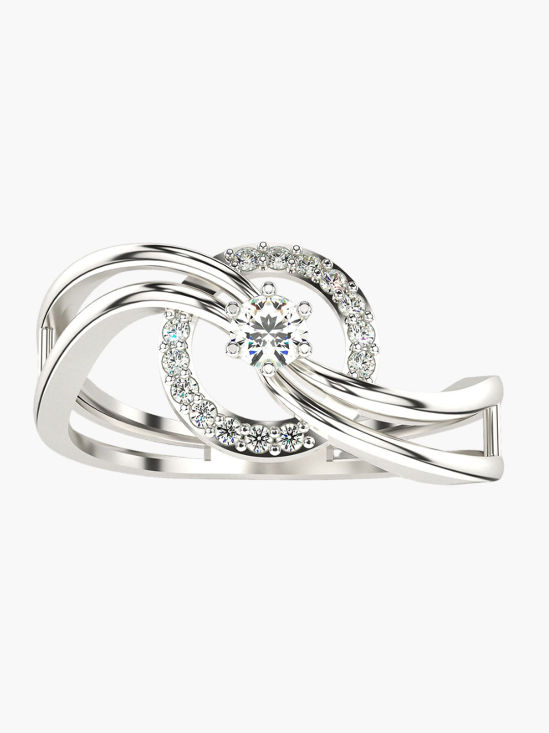 VALANOVA White Gold Plated Sterling Silver 0.20Ct  Lab Grown Diamond Ring