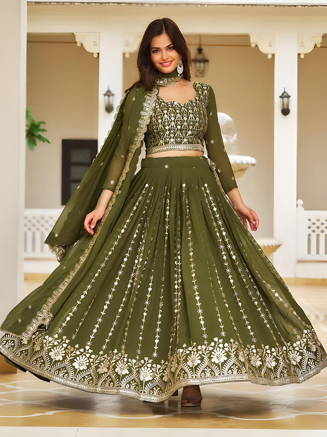 Kedar Fab Women Embellished Semi-Stitched Lehenga Choli