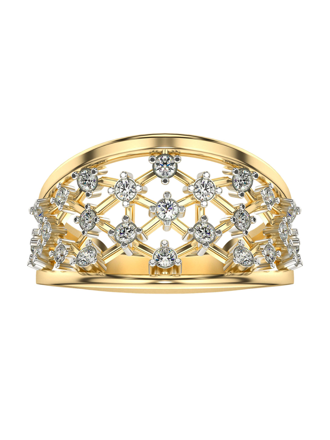 VALANOVA Yellow Gold Plated Sterling Silver Certified 0.41 Ct Lab Grown Diamond Ring