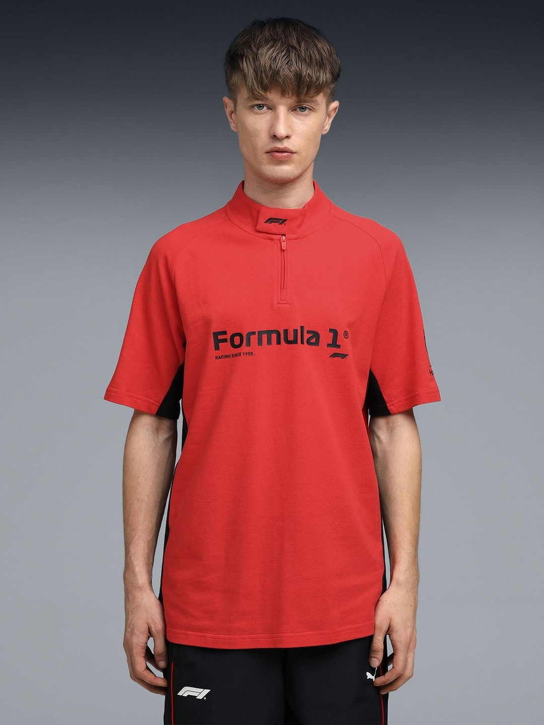 PUMA Motorsport Men Typography Printed High Neck Cotton T-shirt