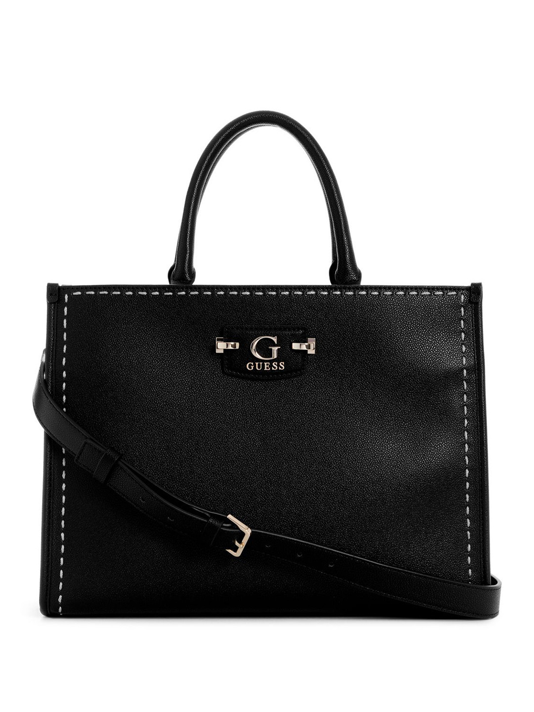 GUESS Women Nastra Solid Structured Embellished Handheld Bag