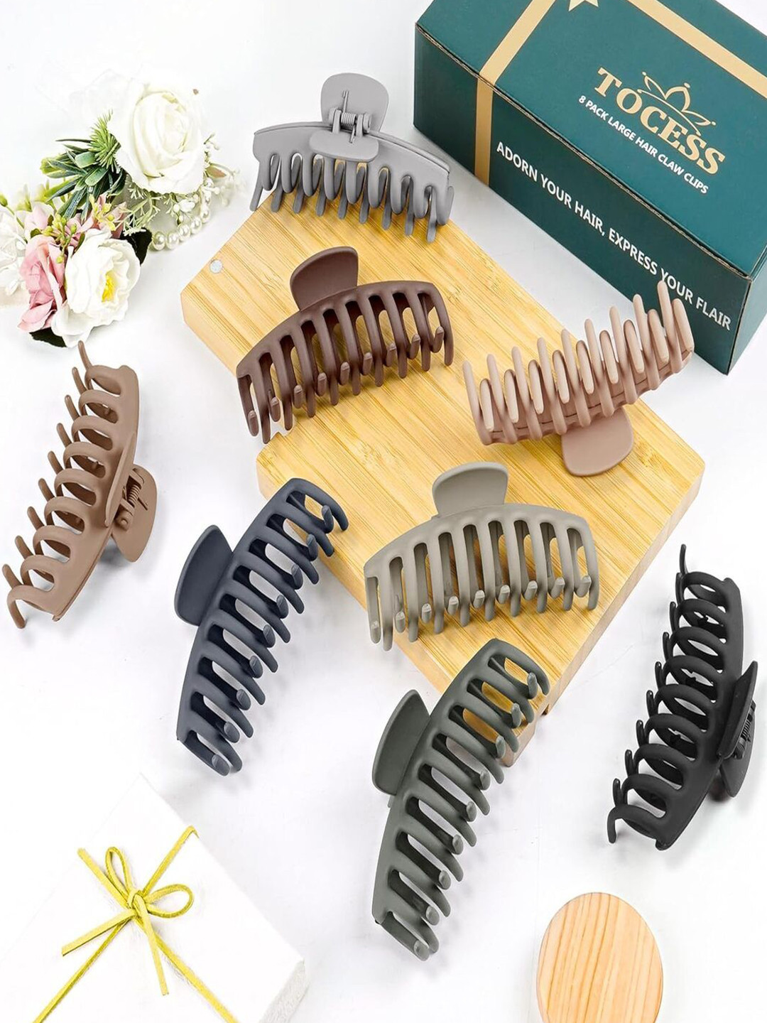 ANNA CREATIONS Women Pack of 8 Claw Clips Hair Accessory