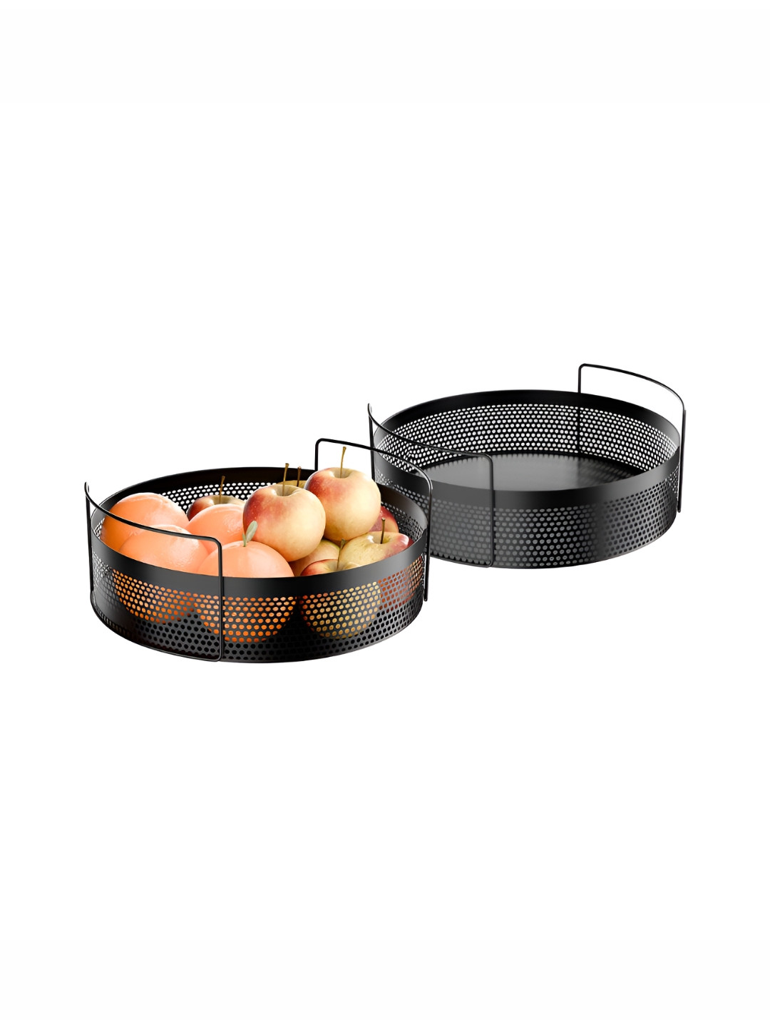 RUBOXA Set of 2 Black Metal Round Kitchen Rack Stand Storage Organiser
