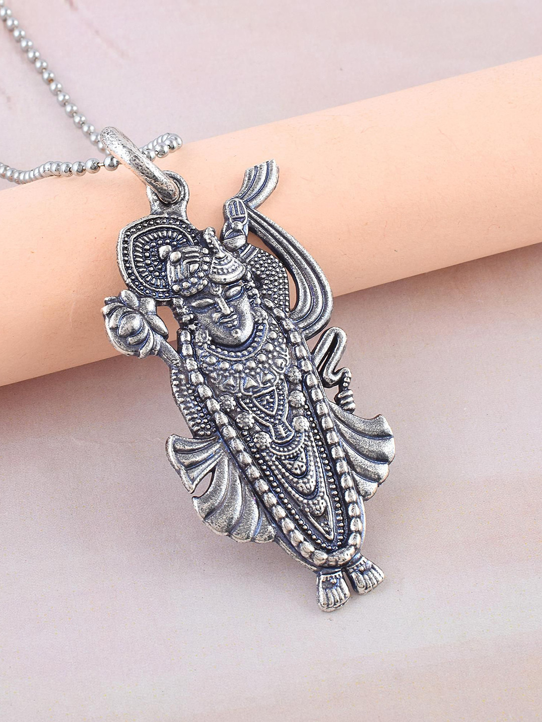 Missmister Silver-Plated Shrinath ji Contemporary Pendants with Chains