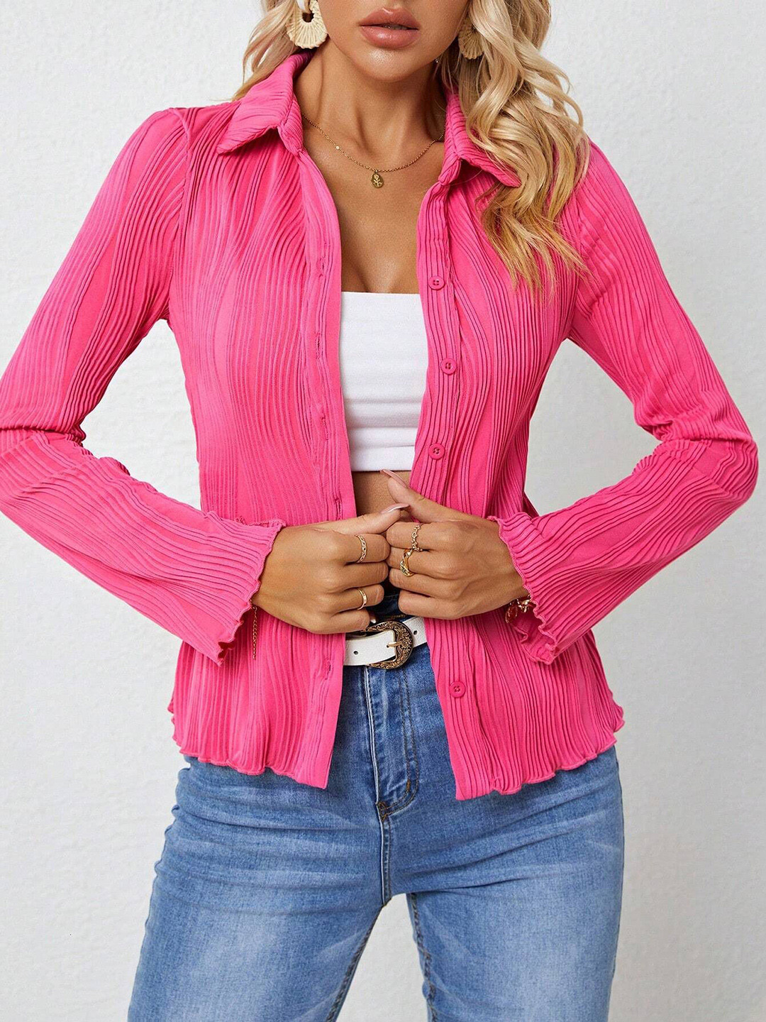 Stylecast X Slyck Solid Spread Collar Button Down Shirt