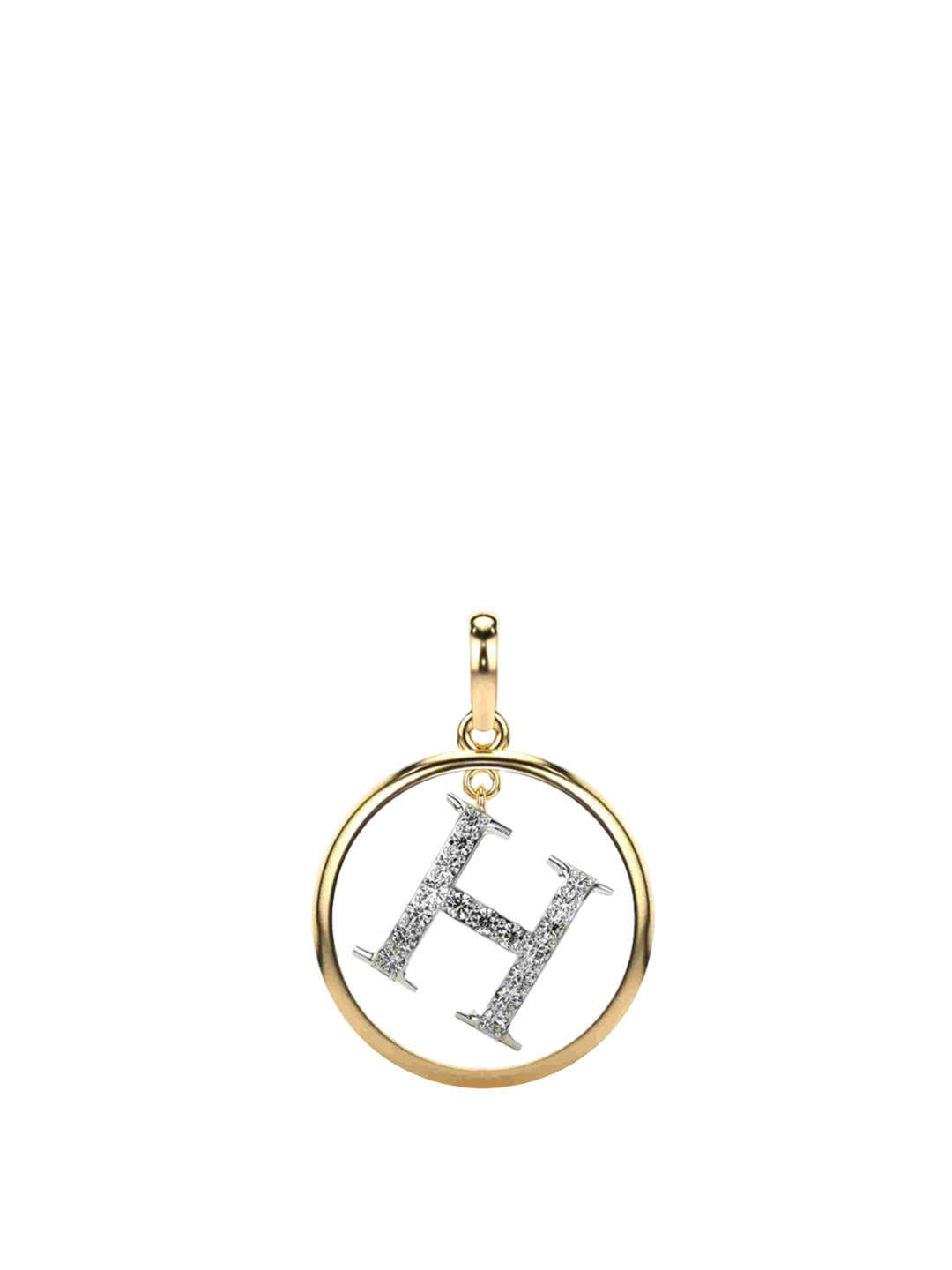 VALANOVA 18K Yellow Gold 0.28 Ct Lab Grown Diamond Alphabet H Pendant