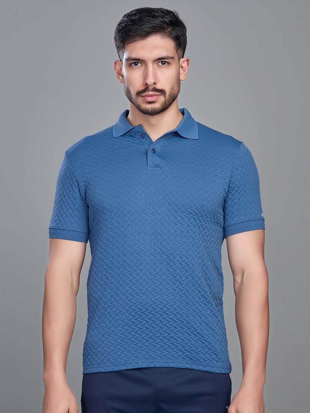 SPORT SUN Men Dri-FIT Self Design Polo Collar T-shirt
