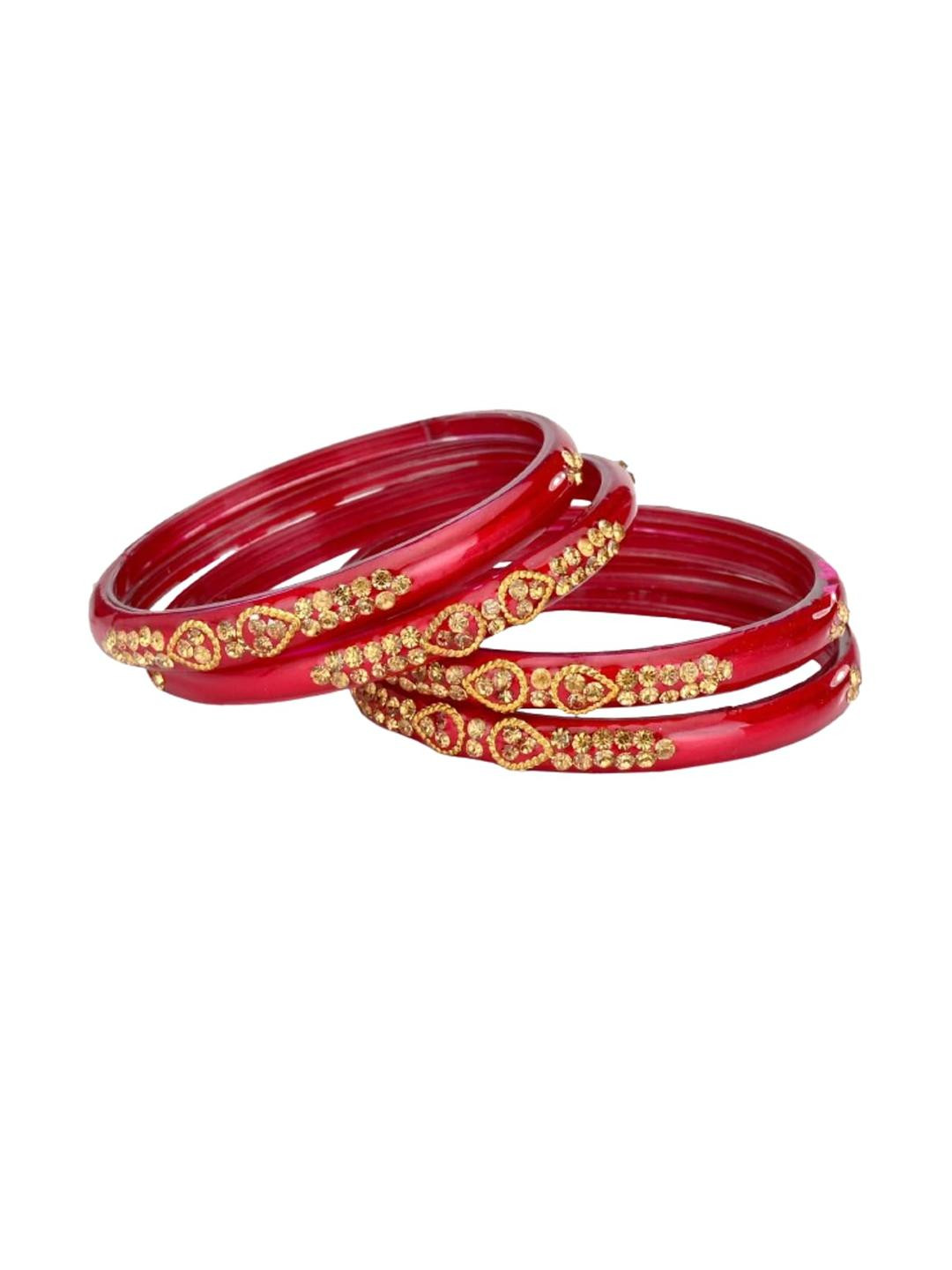 1ST TIME 4 Pieces Red Alloy Bangles