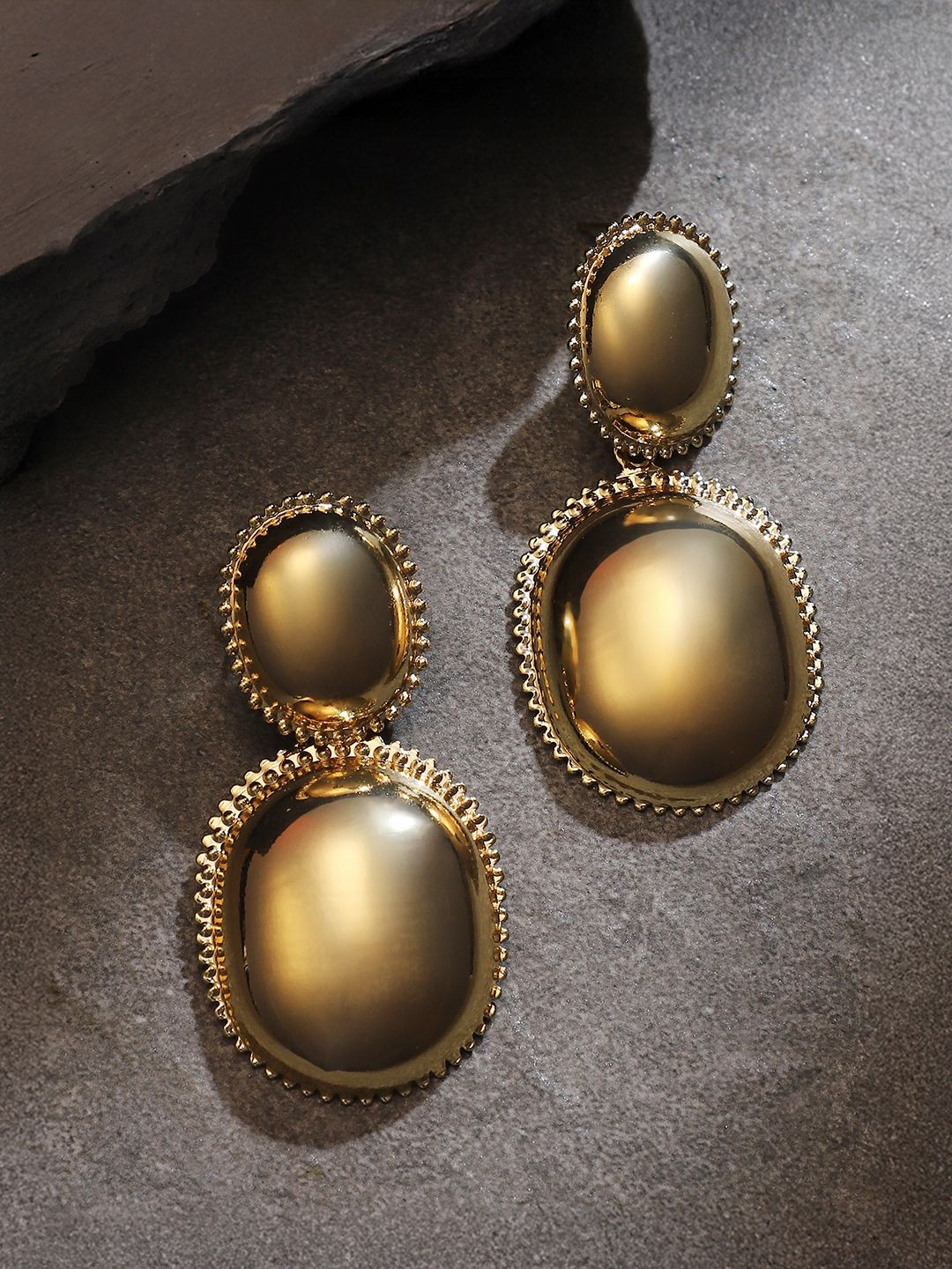 SOHI The Gilded-Bridget Gold-Plated Contemporary Drop Earrings