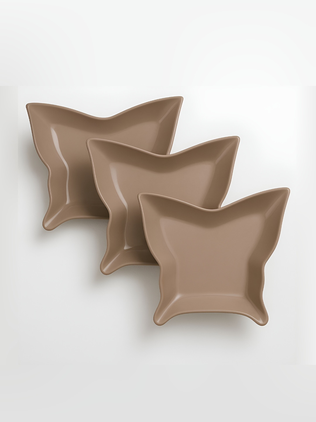 We3 Brown 3 Pieces Plastic Easy To Clean Plates