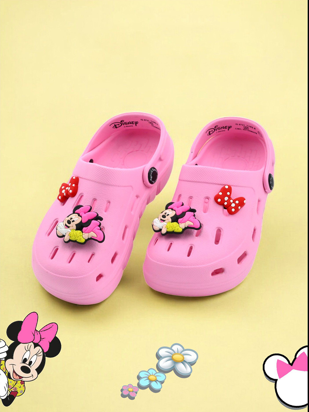 Disney By Yellow Bee Girls Minnie Mouse Rotating 3D Charm Clogs