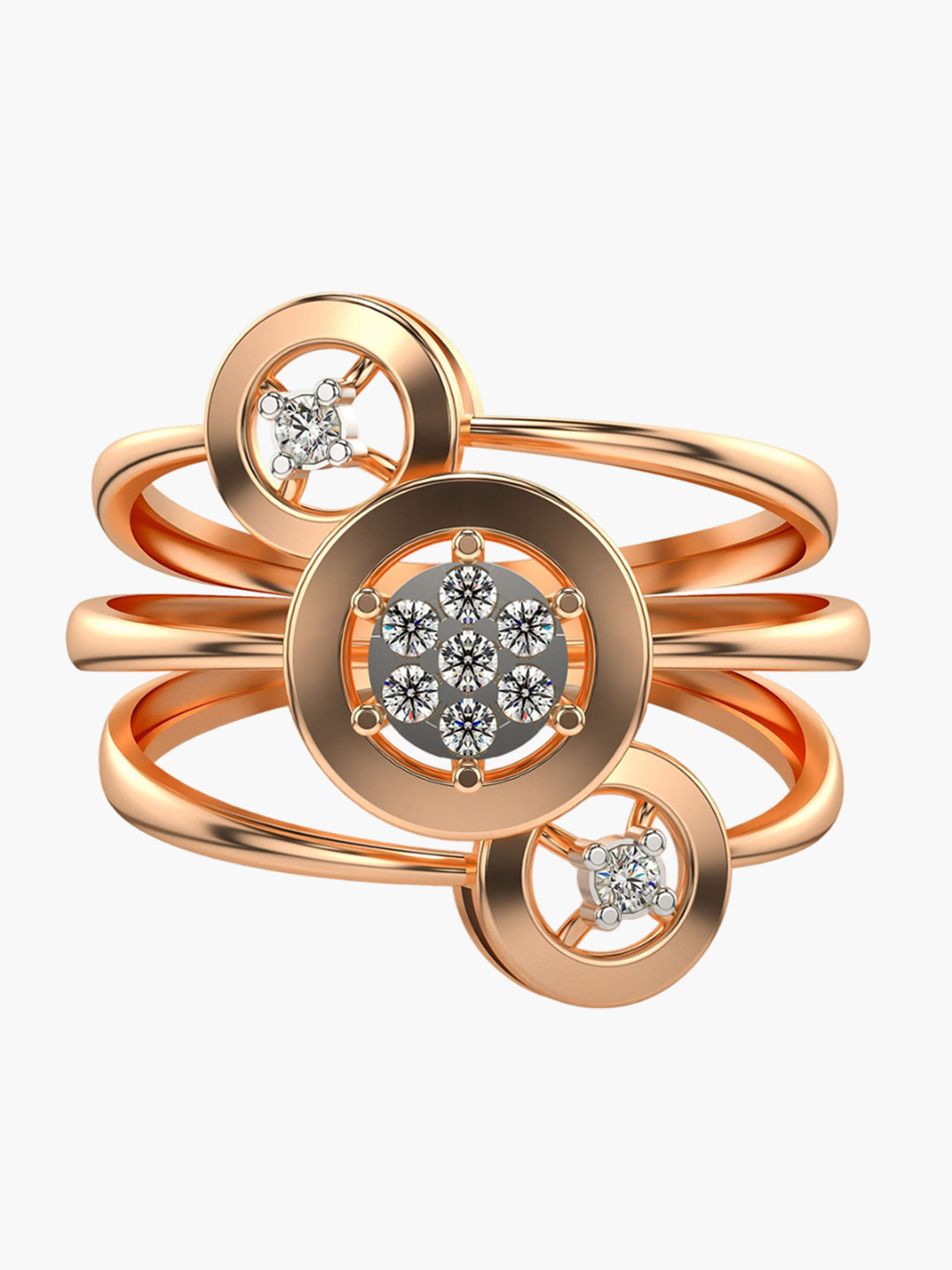 VALANOVA Rose Gold Plated Sterling Silver Certified 0.13 Ct Lab Grown Diamond Ring